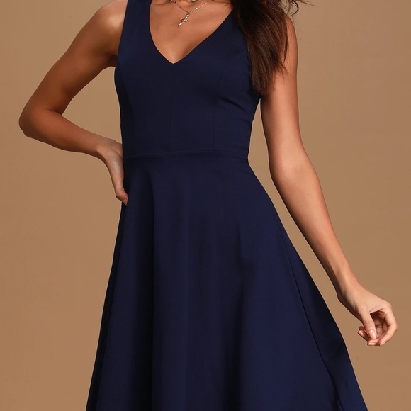 navy blue skater dress Navy Short Sleeve Belted Skater Dress  AX Paris